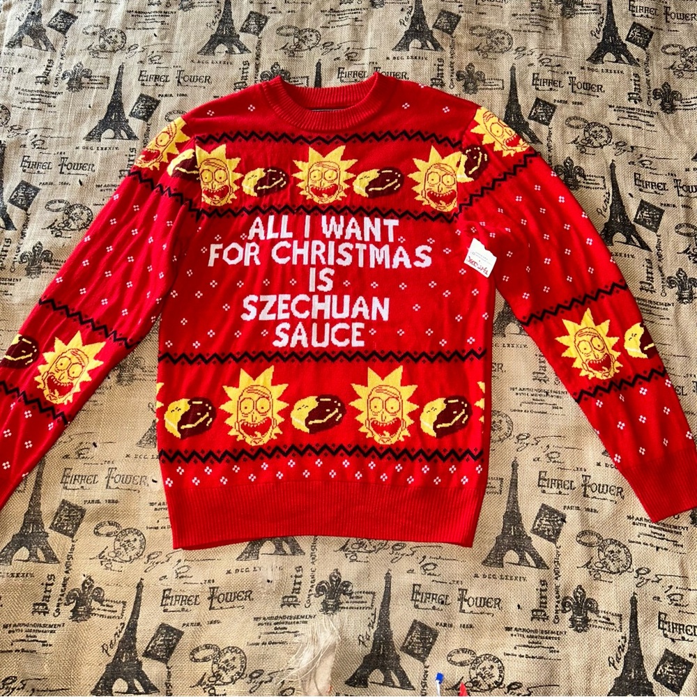 Ugly Christmas Sweater NWT! Jumper  Morty Pickle Rick Funny Holiday Party